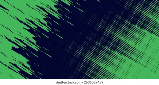 modern horizontal green modern background. halftone dots green and blue color pattern gradient grunge texture background.