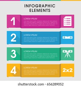 Modern horizontal infographic template. infographic design with horizontal icons includes level ruler. can be used for presentation, diagram, annual report, web design.