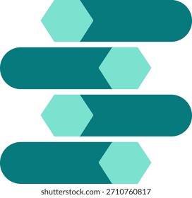Moderne horizontale Infografik-Vorlage mit fünf Stufen, die durch fette Sechseckpfeile dargestellt werden.
