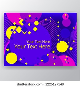 Modern Horizontal Overprint  Cmyk Page Template For Web And Print. Blue, Yellow And Magenta Rounds And Lines Fluent Design.