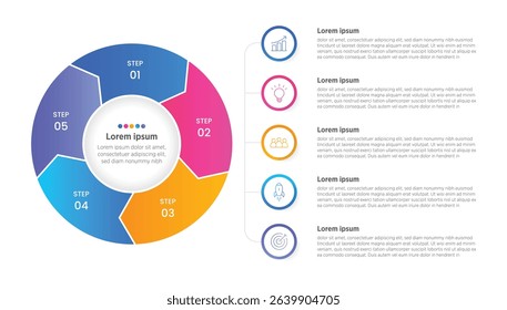 Modern Horizontal progress bar featuring 5 shaped elements, symbolizing the five stages of business strategy and progression. Clean timeline infographic design template. Vector for presentation