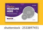 Modern horizontal website banner ad template for  YouTube video cover thumbnail design, Business marketing promotional horizontal advertising for retail shop sale promotion offer discount web banner