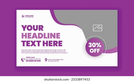 Modelo de anúncio de banner de site horizontal moderno para design de miniatura de capa de vídeo do YouTube, Publicidade horizontal promocional de marketing comercial para venda de loja de varejo promoção oferecer banner web de desconto