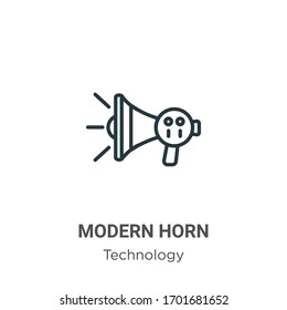 Modern horn outline vector icon. Thin line black modern horn icon, flat vector simple element illustration from editable technology concept isolated stroke on white background