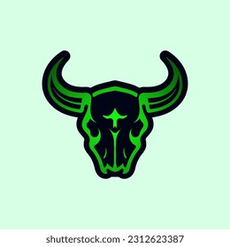 Modern horned skull logo illustration design