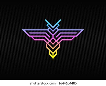 Modern hornet badge logo with blue purple and green RGB colors