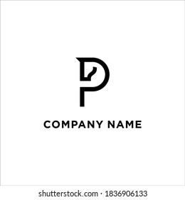 Modern Horse Letter P Logo Design Stock Vector