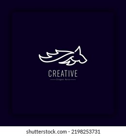 modern horse line art illustration for identity logo on white. Suitable to be used as the best inspirational logo in your community