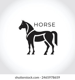 Modern horse silhouette logo. Vector illustration template, Horse gallop emblem. Nature-inspired badge design, Equine logo. Horse silhouette icon, Majestic horse symbol. Premium brand identity concept