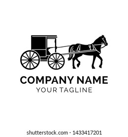 modern horse-drawn carriage logo design