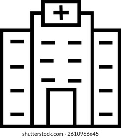 Modern hospital building icon – health center, emergency care, and medical clinic facility vector for apps or infographics with transparent background.