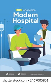Modern Hospital flat design illustration for event poster design idea