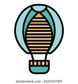 Modern hot air balloon icon. Outline modern hot air balloon vector icon color flat isolated