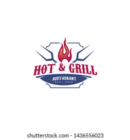 Modern Hot Grill logo template 