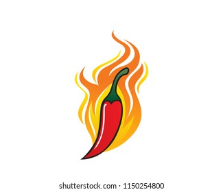 Modern Hot Spicy Chili Food Logo Illustration In Isolated White Background