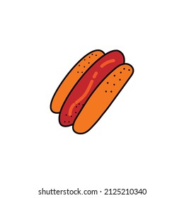 modern hotdog logo design. hot dog with mustard. Hotdog illustration vector