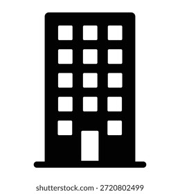 Modern Hotel Building Silhouette Icon, Hospitality Architecture Vector for Travel and Tourism Booking App