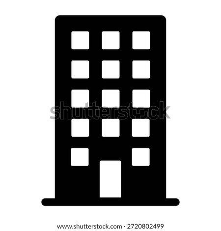 Modern Hotel Building Silhouette Icon, Hospitality Architecture Vector for Travel and Tourism Booking App