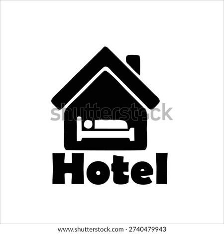 Modern Hotel Icon Logo with Bed Inside House Shape – Accommodation Symbol Illustration