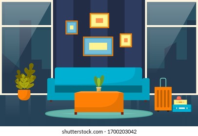 Modern Hotel Lobby Room Furniture Decoration Interior Illustration
