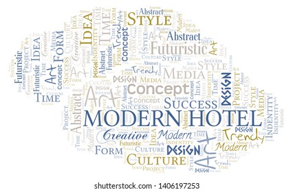 Modern Hotel word cloud. Wordcloud made with text only.