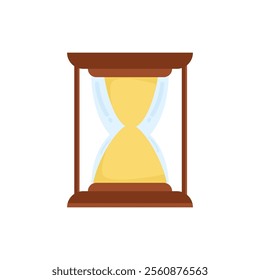 Modern hourglass vector with golden sand and wooden frame