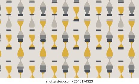 Modern hourglasses create seamless background amid neutral tones minimalist design