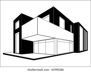 How to Draw a House in Two Point Perspective: Modern House - YouTube