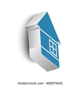 Modern house with 3D and paper shadow effect vector image