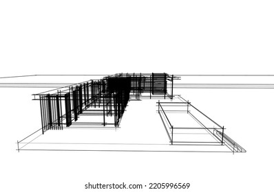 Modern house architectural 3d illustration