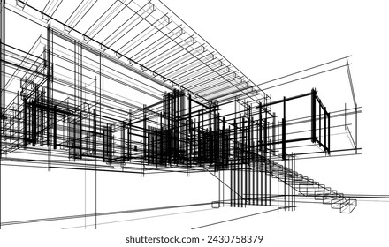 Modern house architectural 3d rendering