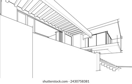 Renderizado 3d arquitectónico moderno de la casa