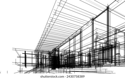 Modern house architectural 3d rendering