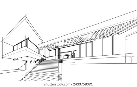 Modern house architectural 3d rendering