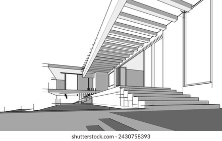 Renderizado 3d arquitectónico moderno de la casa