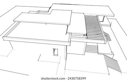 Modern house architectural 3d rendering