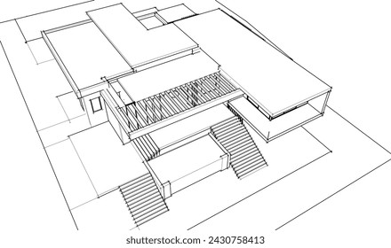 Renderizado 3d arquitectónico moderno de la casa