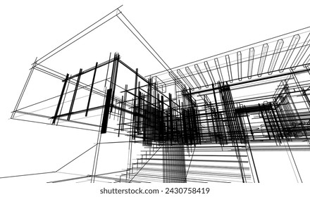 Modern house architectural 3d rendering