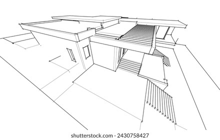 Renderizado 3d arquitectónico moderno de la casa