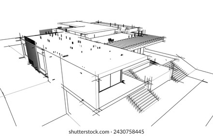 Modern house architectural 3d rendering