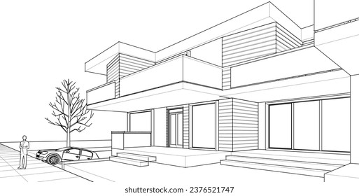 modern house architectural concept 3d rendering