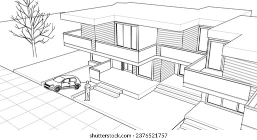 modern house architectural concept 3d rendering