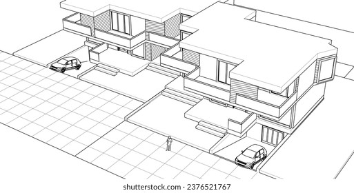 modern house architectural concept 3d rendering