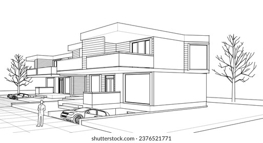 modern house architectural concept 3d rendering