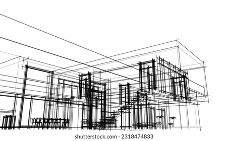 Modern house architectural design 3d illustration