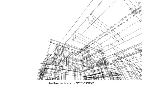 Modernes Hausarchitekturzeichnung 3D-Illustration