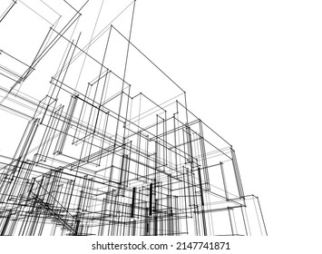 modern house architectural drawing vector illustration 