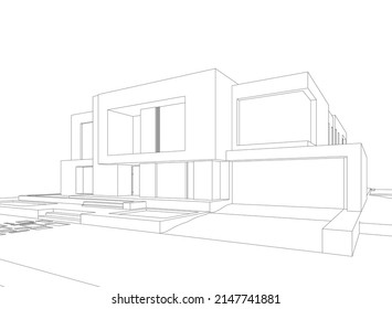ilustración vectorial de la arquitectura moderna de la casa 
