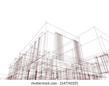 modern house architectural drawing vector illustration 
