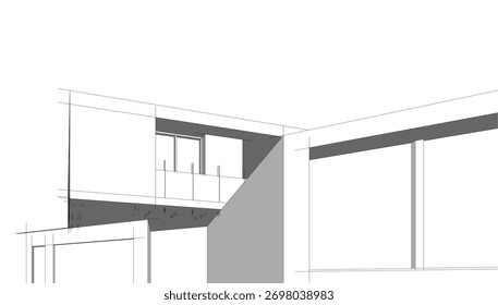 Ilustração vetorial do desenho arquitetônico da casa moderna